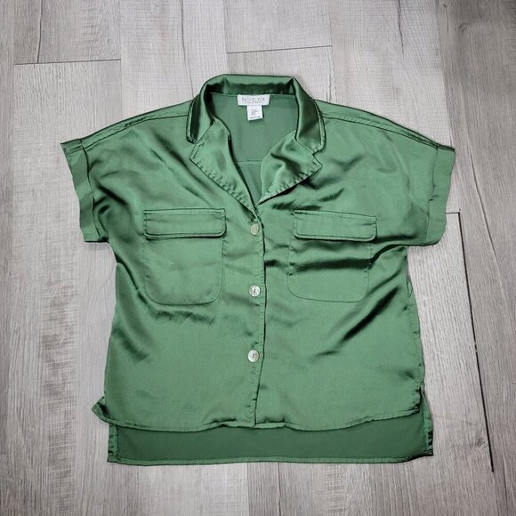 Rachel Zoe Green Sage Satin Women's Blouse | Size M - Picture 1 of 6